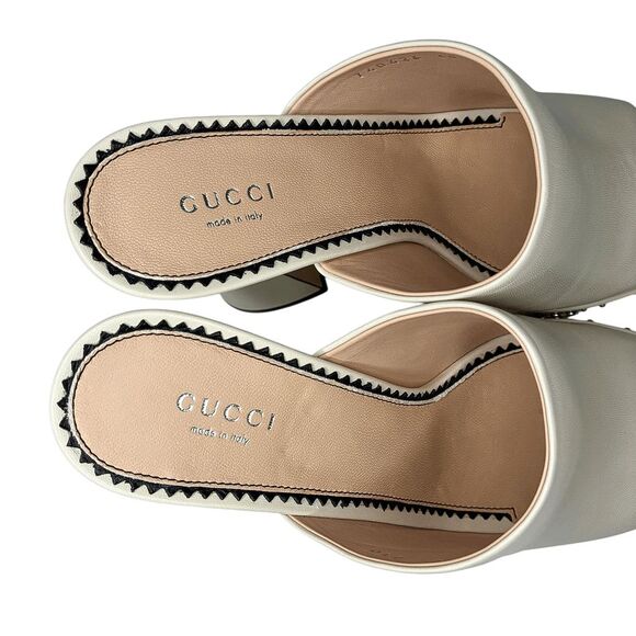 Gucci Janaya GG Studded Platform Sandals Mystic White Size 39 + Box & Dust Bags - Picture 8 of 12